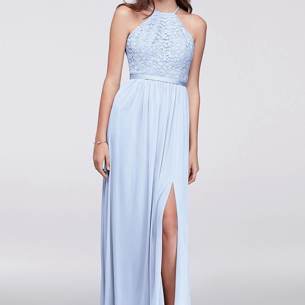 Open Back Lace and Mesh Bridesmaid Dress